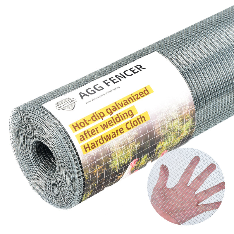 AggFencer 1/4inch 36inch x 100ft Hardware Cloth 23Ga Hot Dipped Galvanized After Welding, Chicken Wire Fence